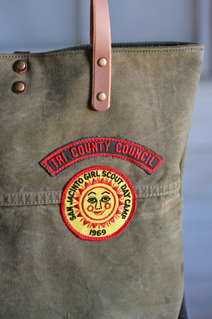 WWII era Canvas Tote Bag w/ Patches