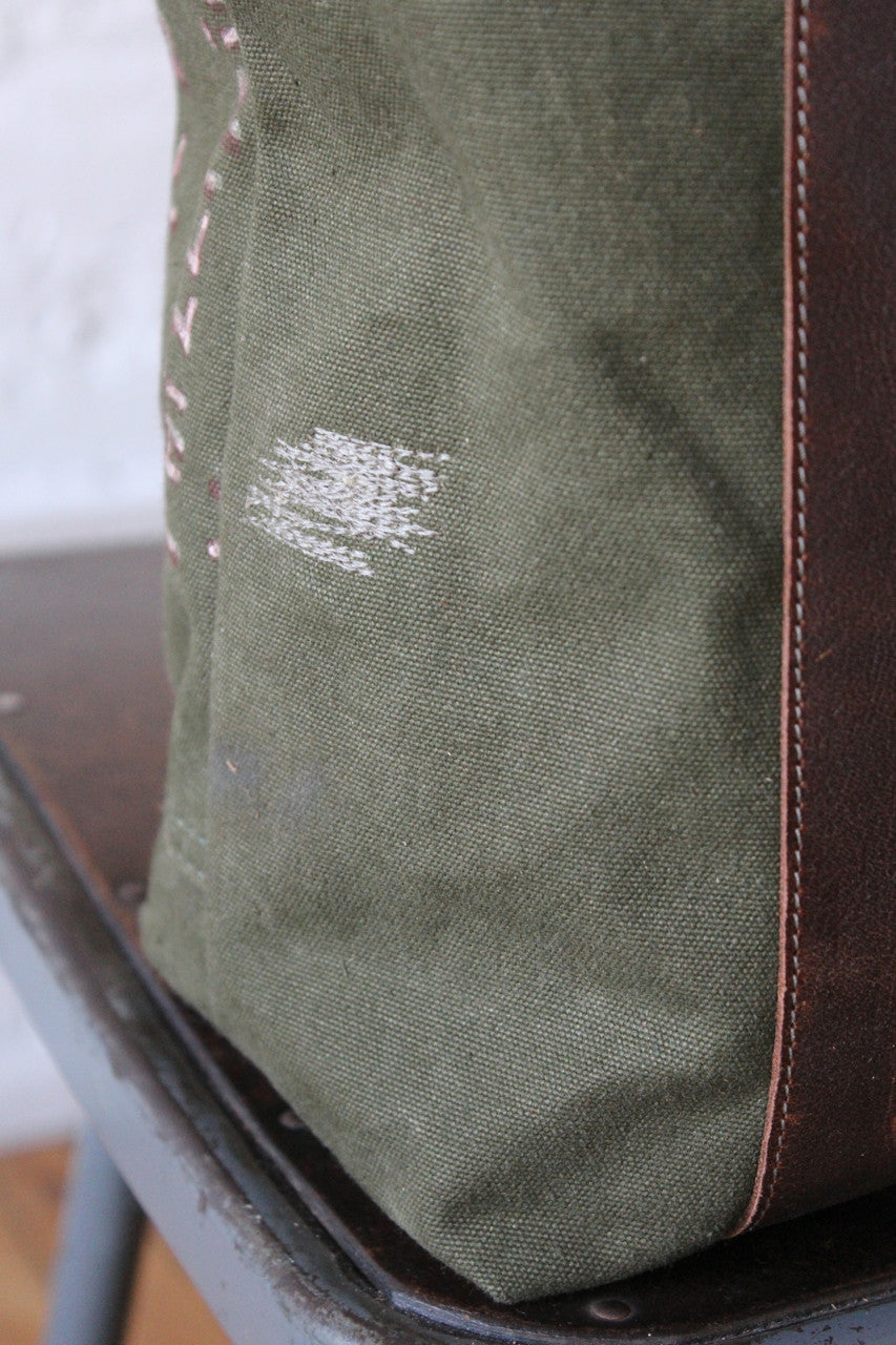 Hand Painted WWII era Canvas Carryall