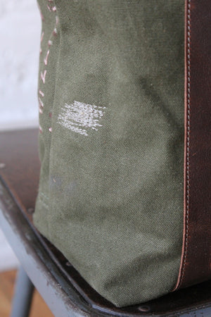 Hand Painted WWII era Canvas Carryall