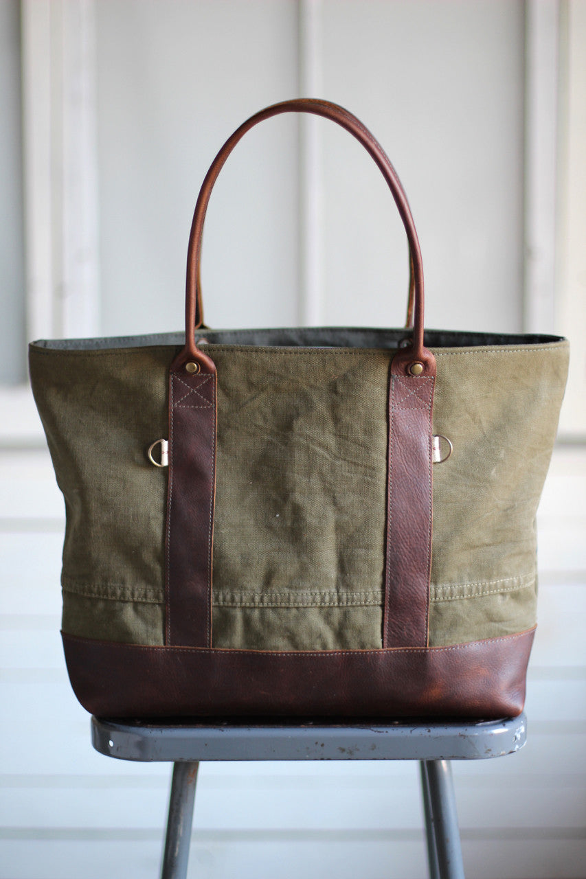 WWII era Canvas and Leather Carryall