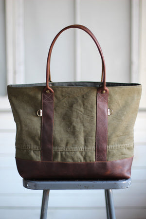 WWII era Canvas and Leather Carryall