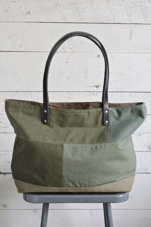 WWII era Pieced Military Canvas Tote Bag