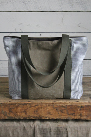 1950's era Striped Canvas Carryall