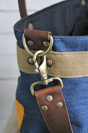 1930's era Denim & Tiger Head Carryall