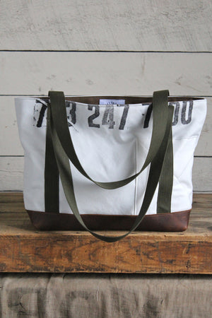 1940's era Canvas and Leather Carryall