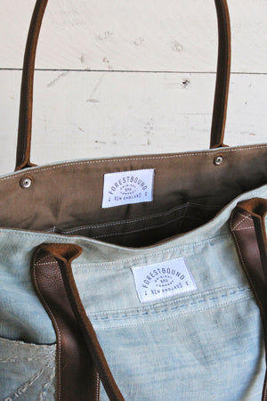 Mid 19th Century Indigo Dyed Cotton Boro Carryall