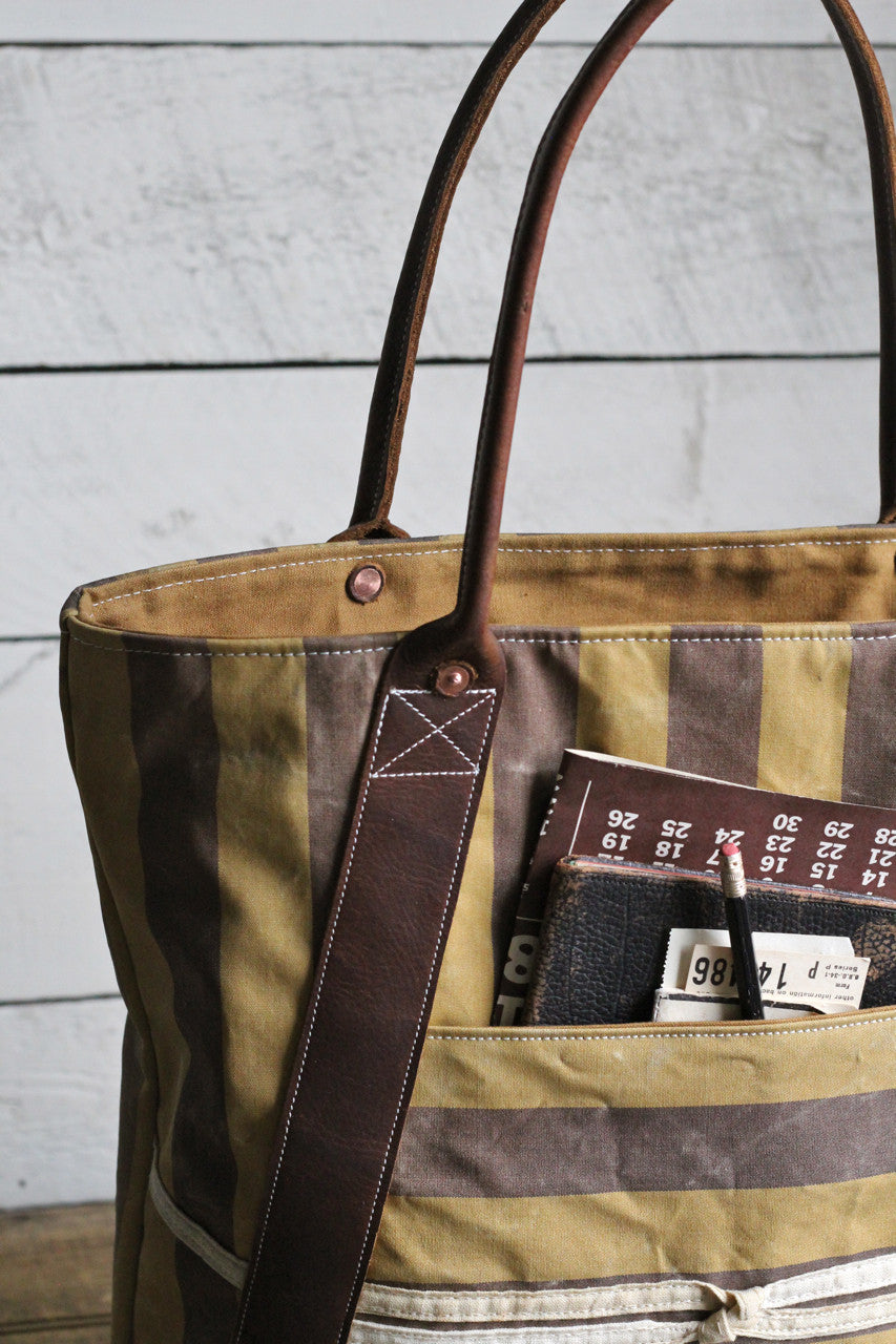1940's era Striped Canvas and Work Apron Carryall