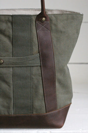 WWII era Canvas and Leather Carryall