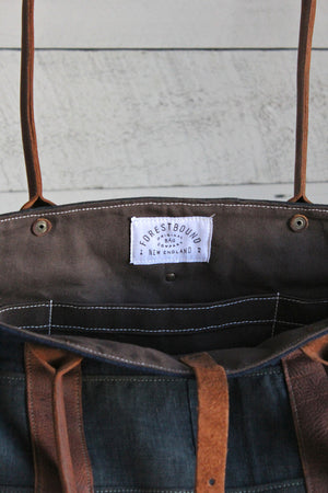 Early 1900's Indigo Dyed Cotton Pieced Carryall