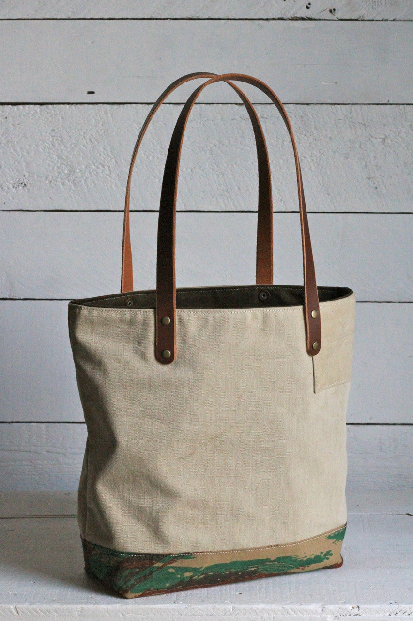 WWII era Canvas & Lizard Camo Tote Bag