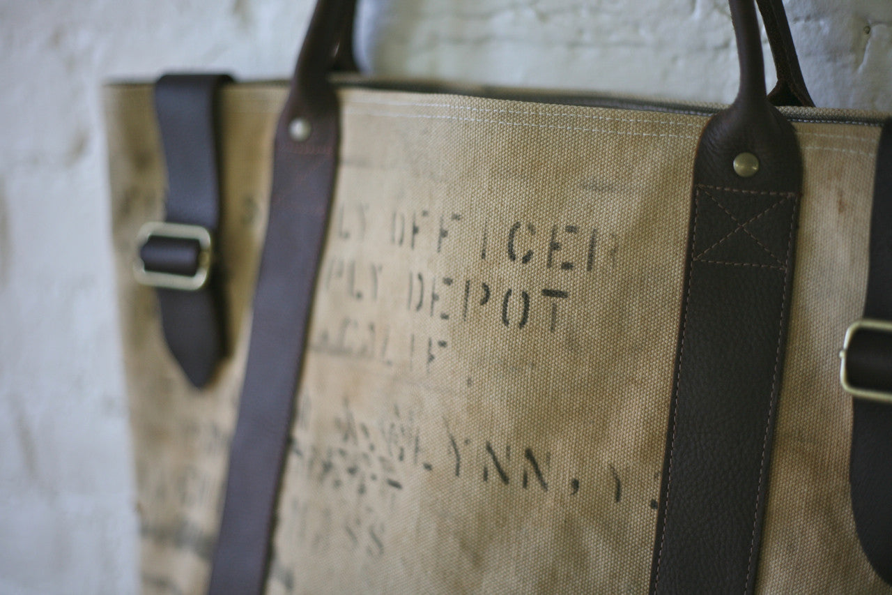 WWII era Canvas & Leather Carryall