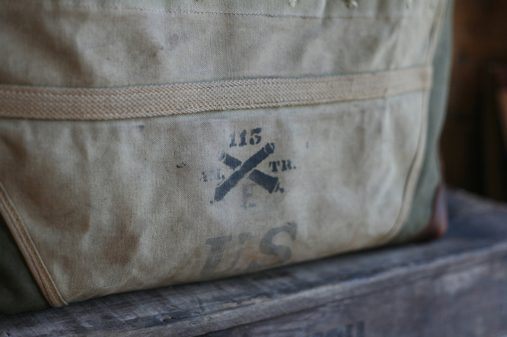 WWII era Canvas and Leather Carryall - SOLD