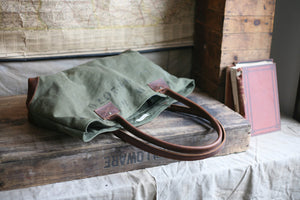 WWII era Canvas and Leather Carryall - SOLD