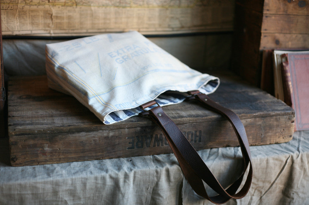 1950's era Cotton Feedsack Tote Bag - SOLD