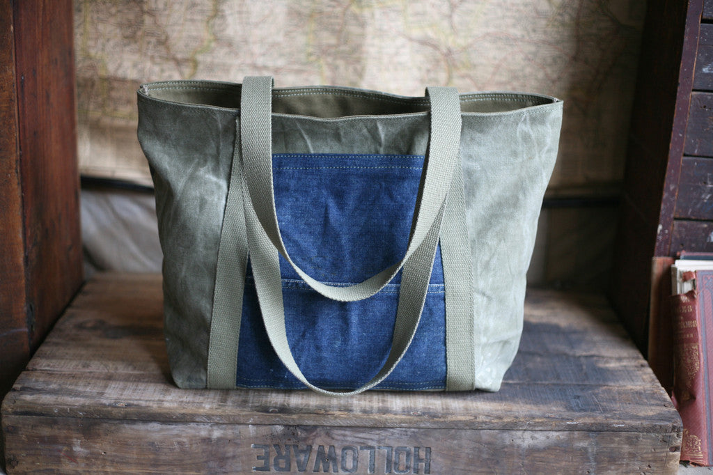 WWII era Canvas and Denim Carryall - SOLD