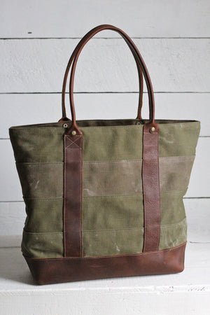 WWII era Striped Canvas Carryall