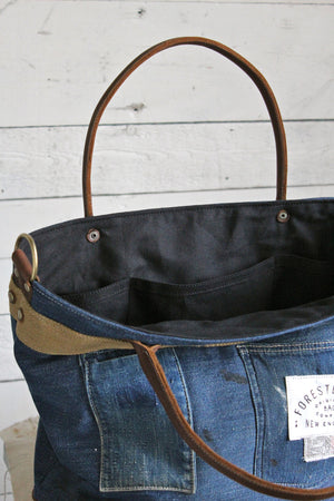 1930's era Denim & Tiger Head Carryall