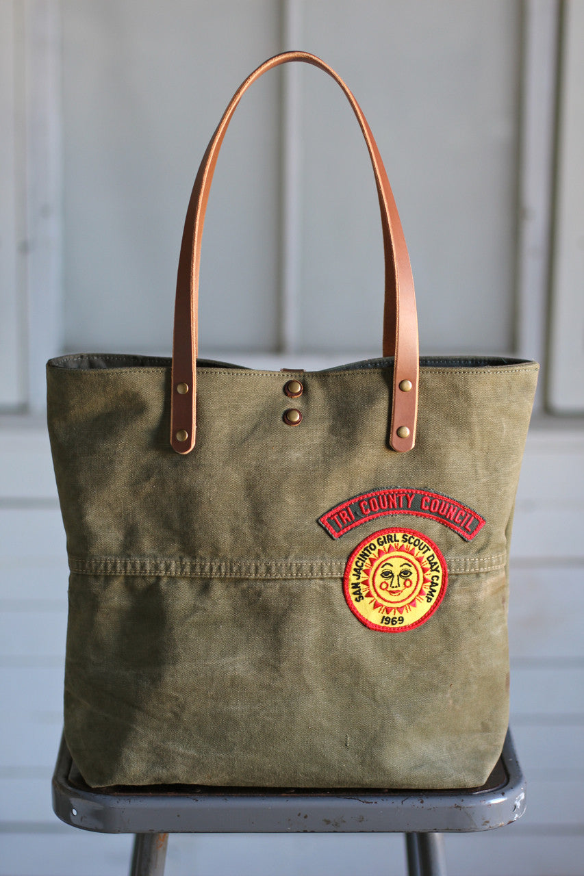 WWII era Canvas Tote Bag w/ Patches