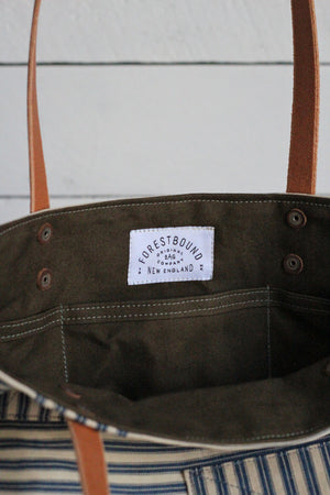 1940's era Ticking Fabric Tote Bag