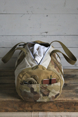 1940's era Canvas & Camo Duffle Bag