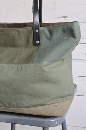 WWII era Pieced Military Canvas Tote Bag