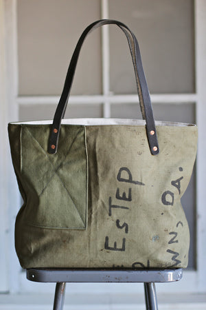 WWII era Canvas Tote Bag w/ Patches