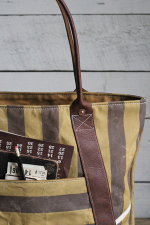 1940's era Striped Canvas and Work Apron Carryall