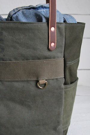 WWII era Canvas & Camo Pocket Tote Bag