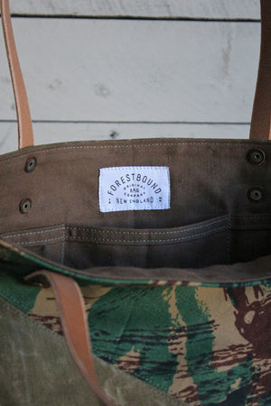 WWII era Canvas & Lizard Pattern Camo Tote Bag