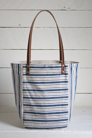 1940's era Ticking Fabric Pocket Tote