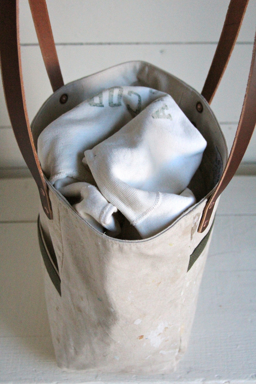 1960's era Painter's Drop Cloth Pocket Tote Bag