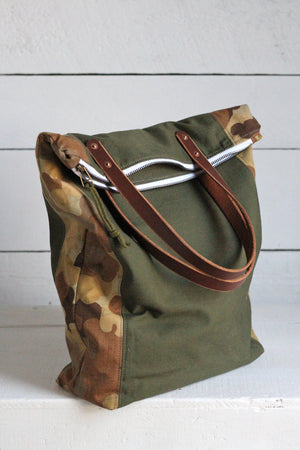 The Rambler Tote / WWII era Canvas & Cloud Camo