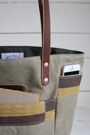 1940's era Canvas Pocket Tote Bag