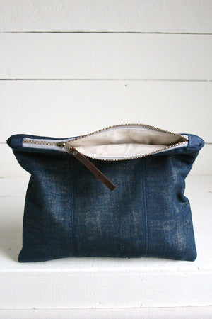 Extra Large Early 1900's Indigo Dyed Hemp Utility Pouch