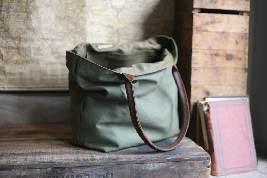 WWII era Canvas and Leather Tote Bag - SOLD