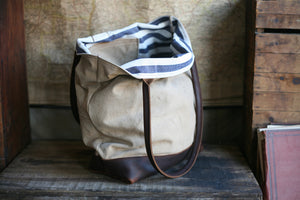 Extra Large WWII era Canvas & Leather Carryall - SOLD