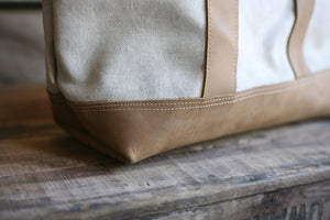 WWII era Leather Bottomed Canvas Carryall - SOLD