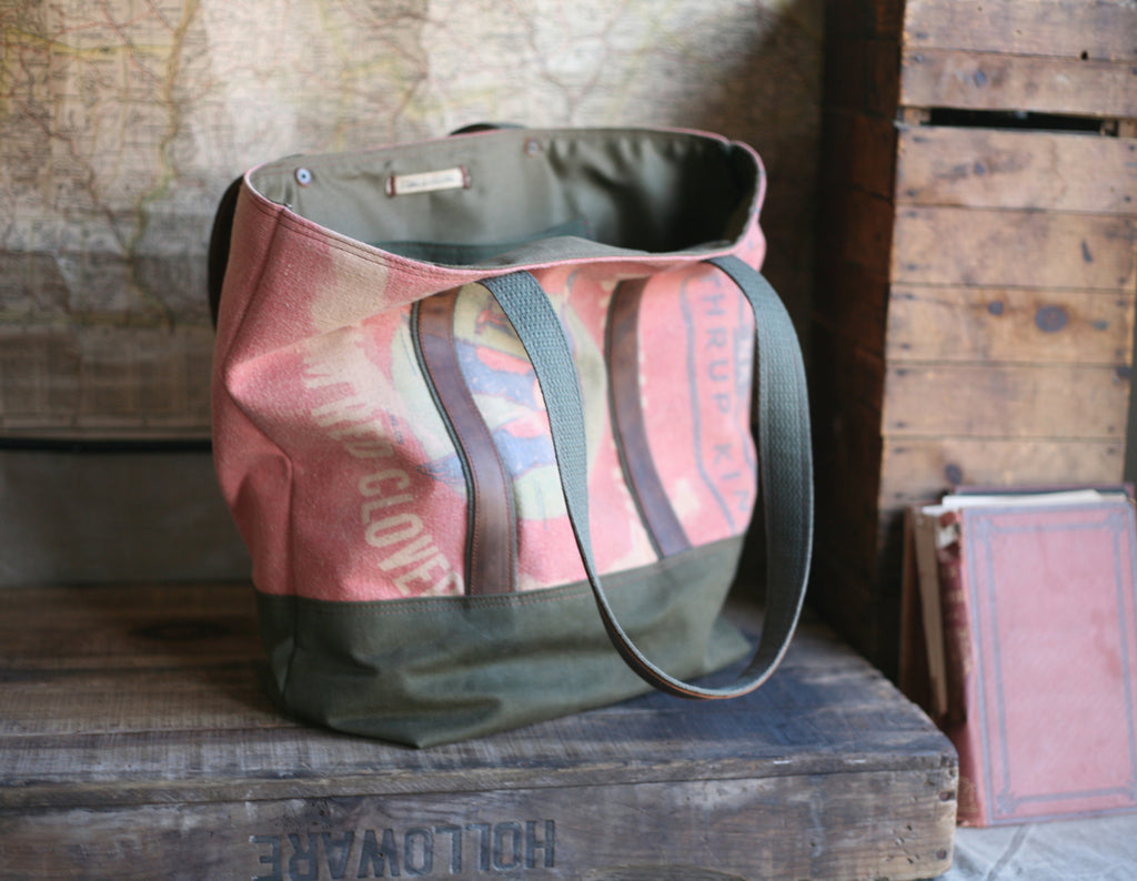 1940's era Feedsack & Canvas Carryall - SOLD