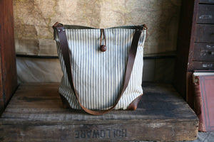 1940's era Ticking Fabric Side Bag - SOLD