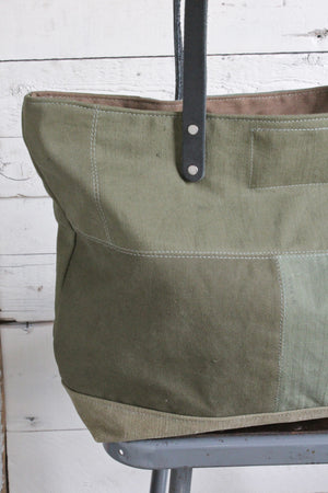 WWII era Pieced Military Canvas Tote Bag