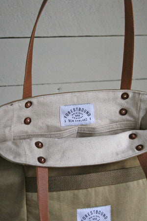 WWII era Khaki Canvas Pocket Tote Bag