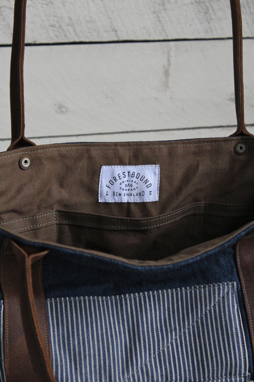WWII era Denim and Leather Carryall