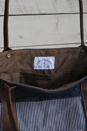 WWII era Denim and Leather Carryall