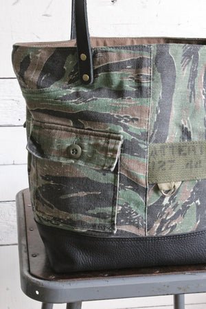 1950's era Camp Camo & Leather Carryall
