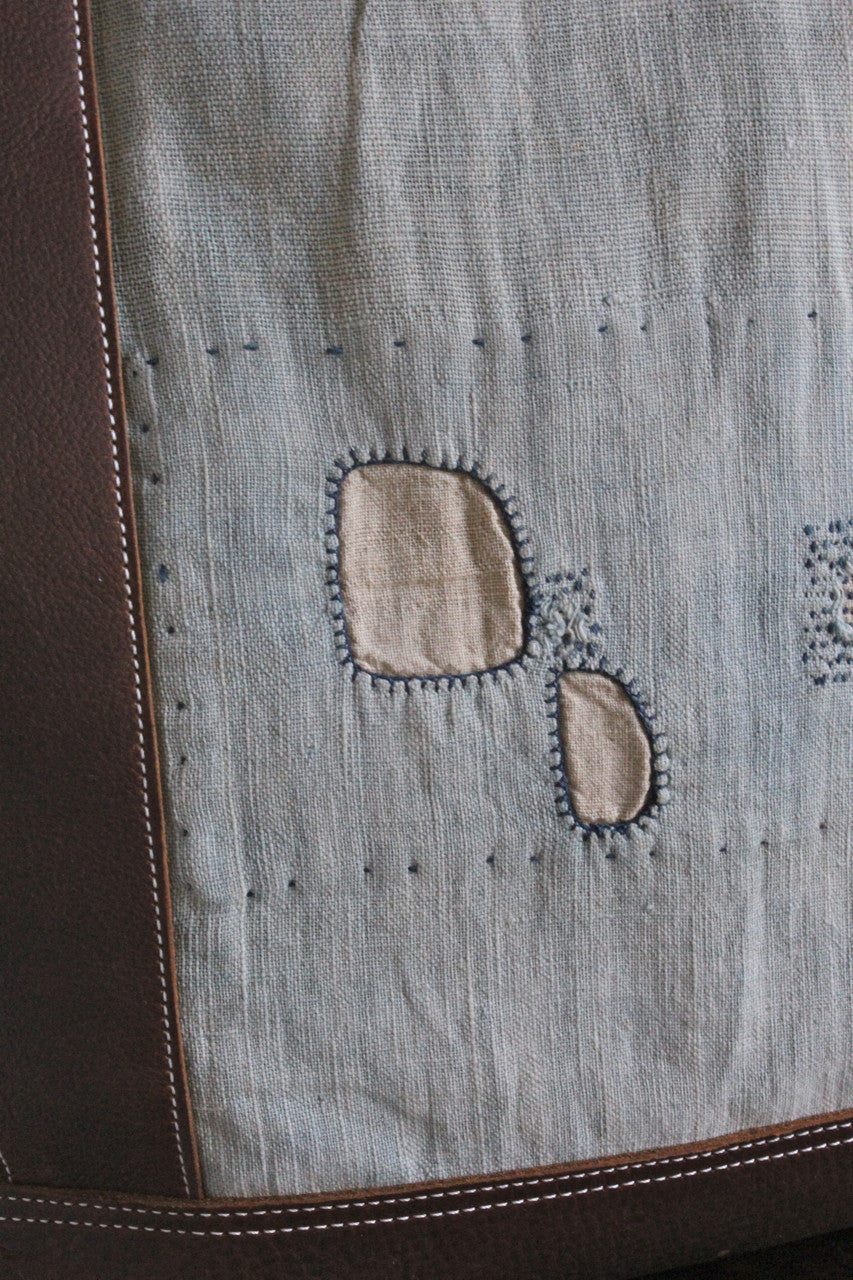 Mid 19th Century Indigo Dyed Cotton Boro Carryall