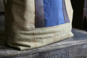 WWII era Canvas and Printed Cotton Carryall- SOLD