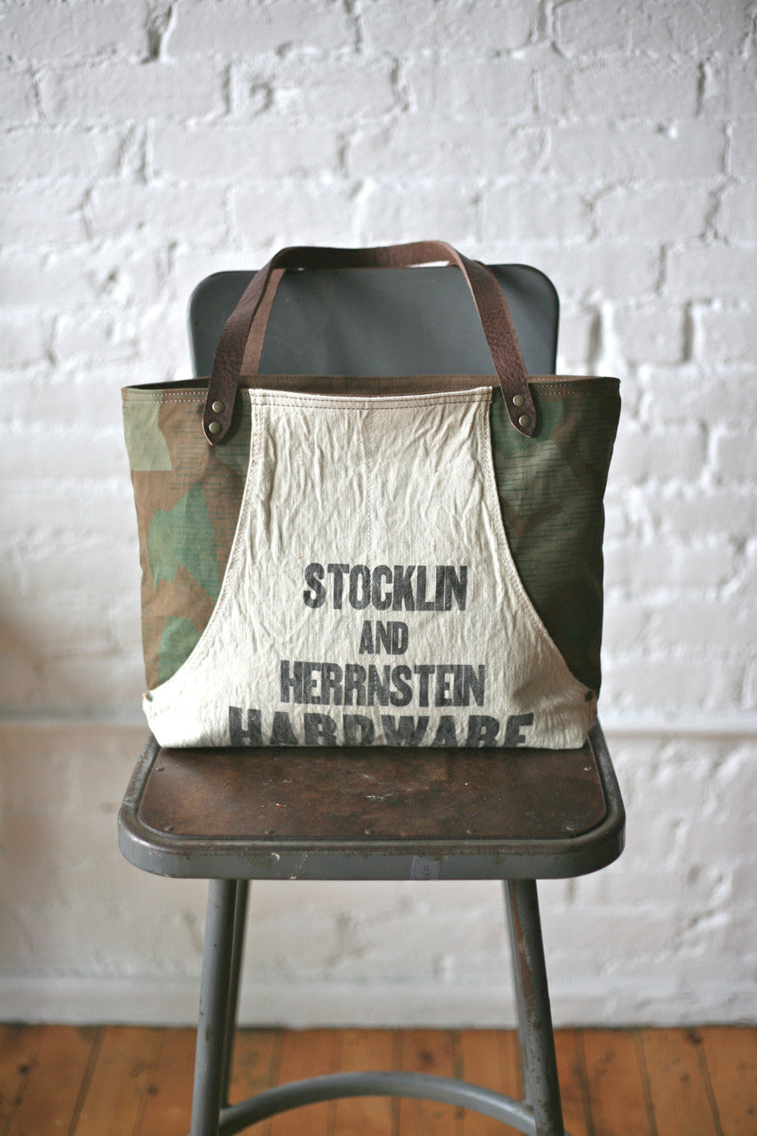 WWII era Camo & Work Apron Tote Bag