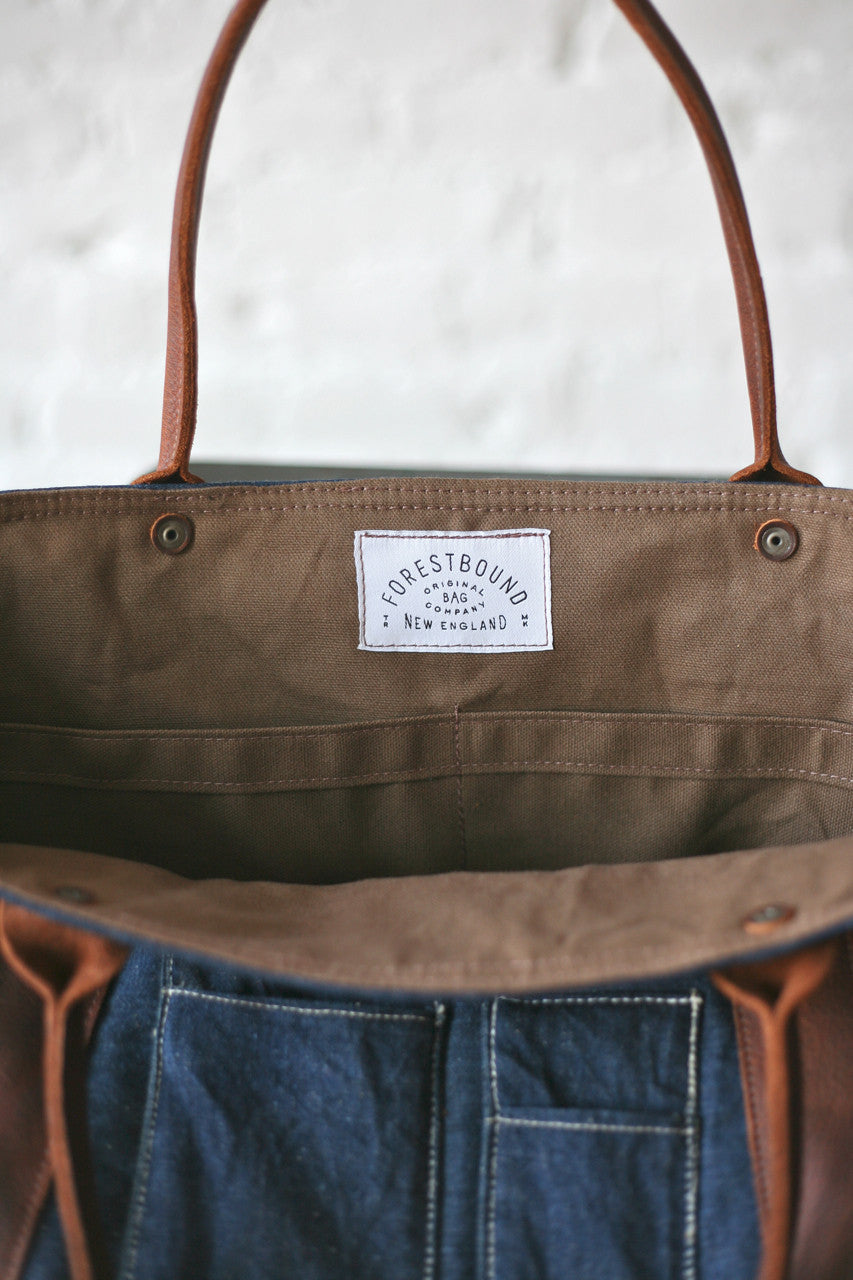 1940s era Denim & Leather Carryall