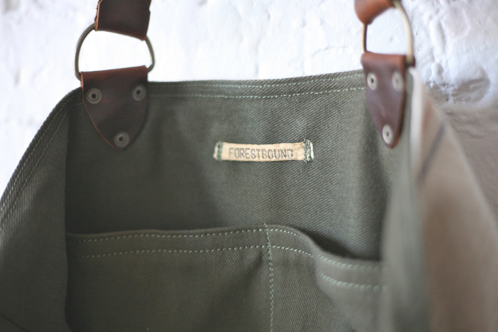 1940's era Canvas and Leather Tote Bag - SOLD