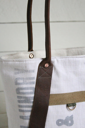 1940's era Canvas and Leather Carryall